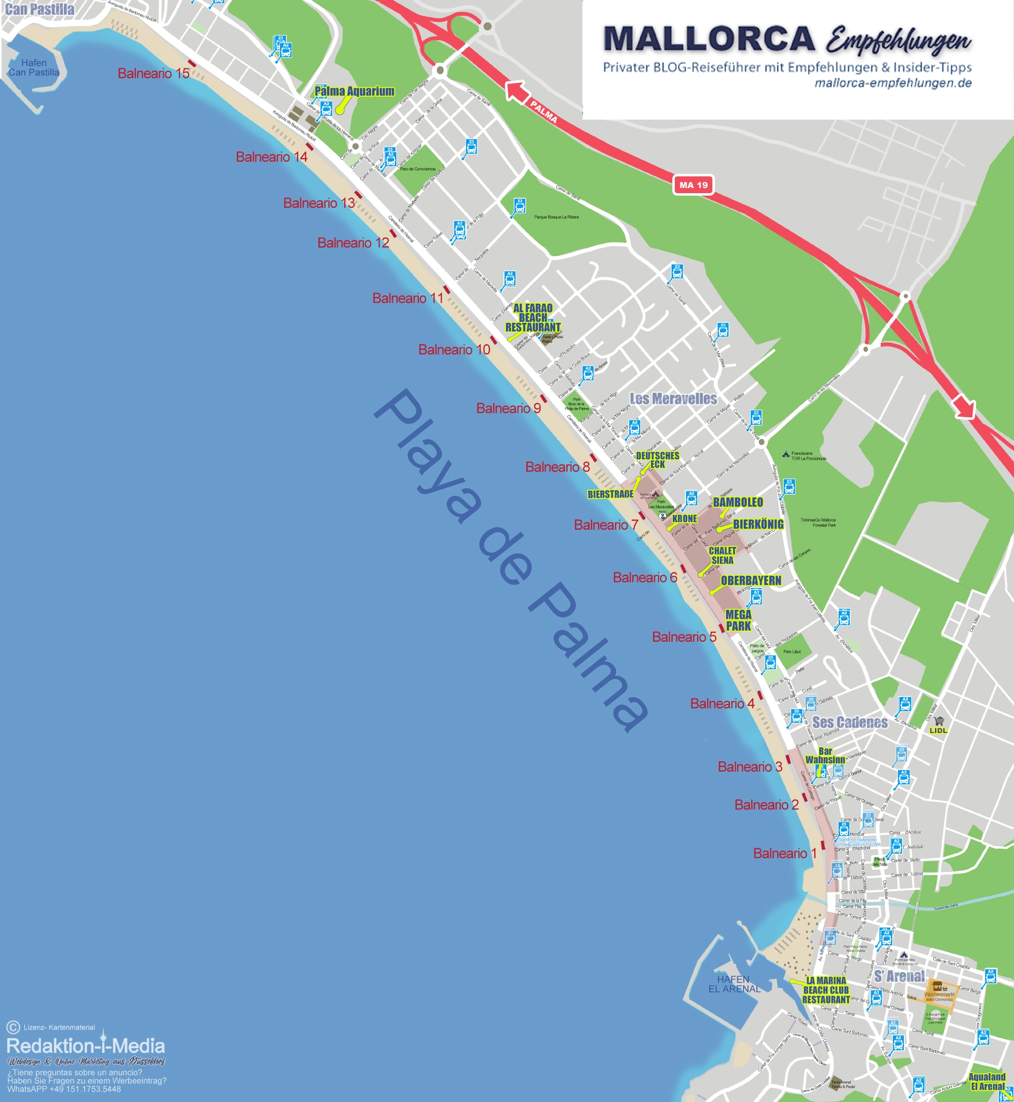 Kartenübersicht der Playa de Palma