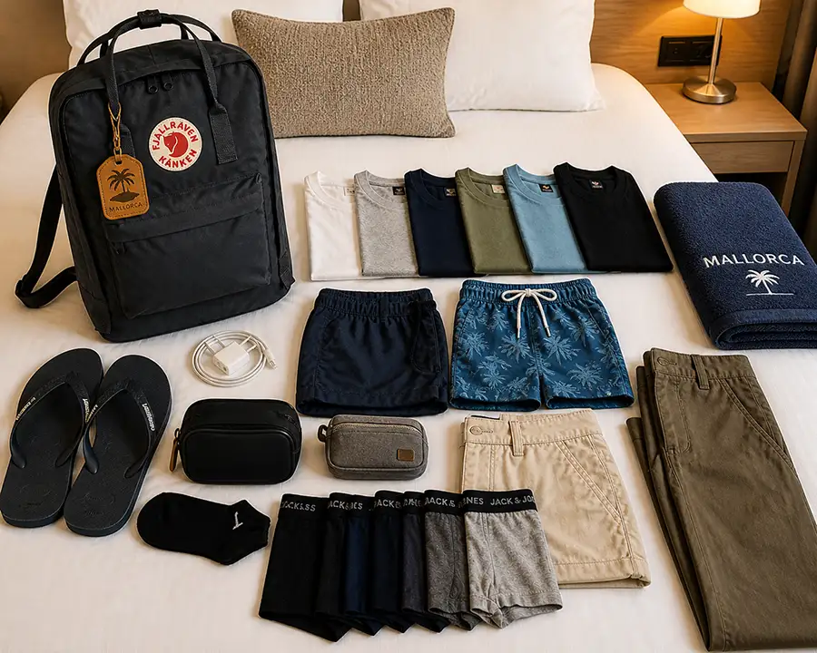 Fjällräven Unisex Kånken Rucksack perfekt gepackt für 3 Tage Reise mit Kleidung und Zubehör