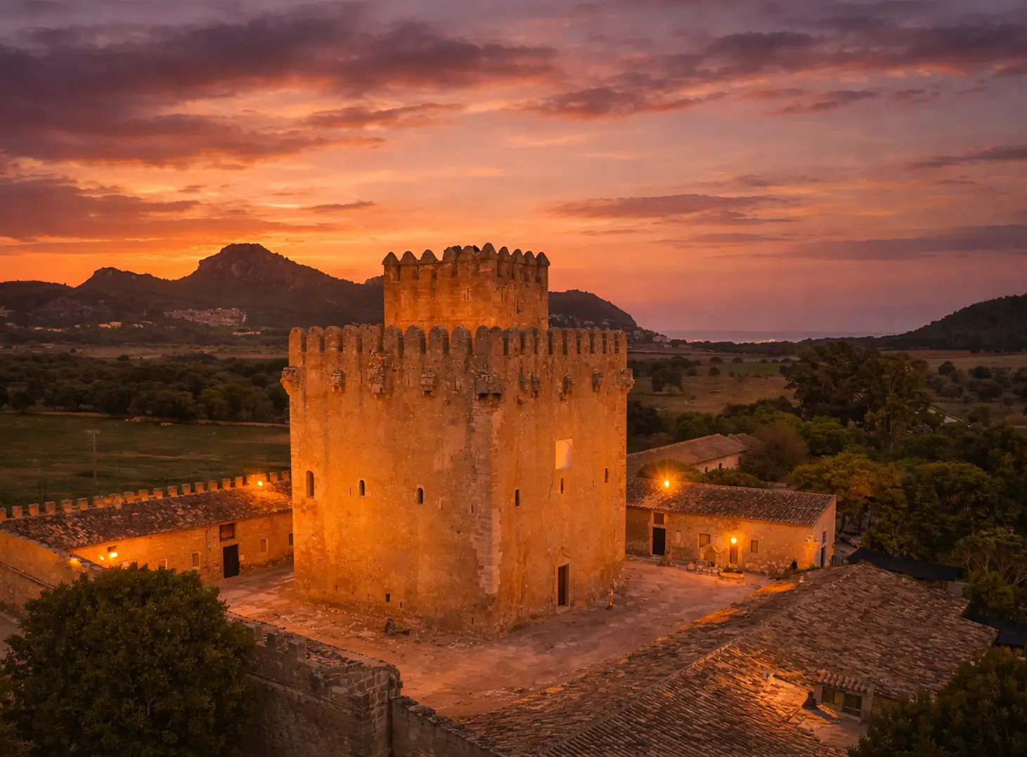 Torre de Canyamel Mallorca mittelalterlicher Turm Innenhof Aussichtspunkt Capdepera