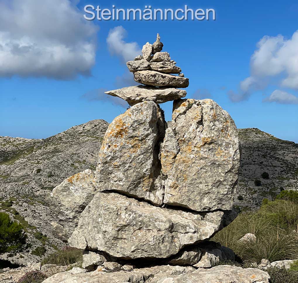 Steinmännchen Wegweiser im Tramuntana Gebirge