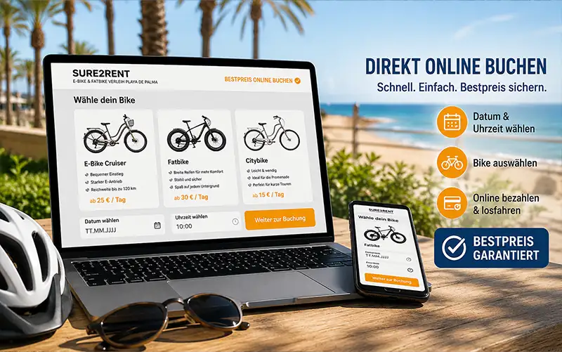 Leihfahrräder, E-Bikes und Fatbikes an der Playa de Palma direkt online buchen
