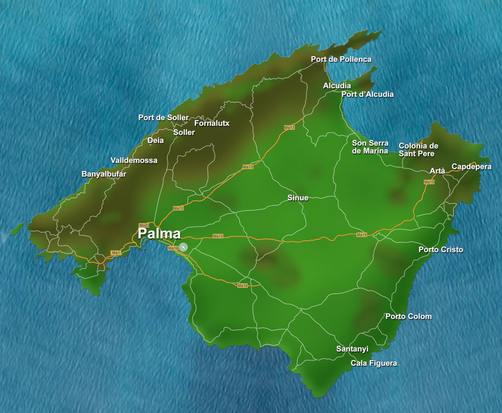 Karte der schönsten Orte und Dörfer auf Mallorca