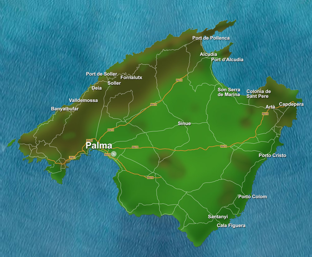 Karte der schönsten Orte und Dörfer auf Mallorca