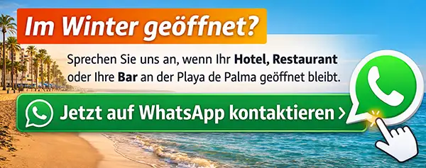 Im Winter geöffnet – Restaurant, Bar oder Hotel an der Playa de Palma melden